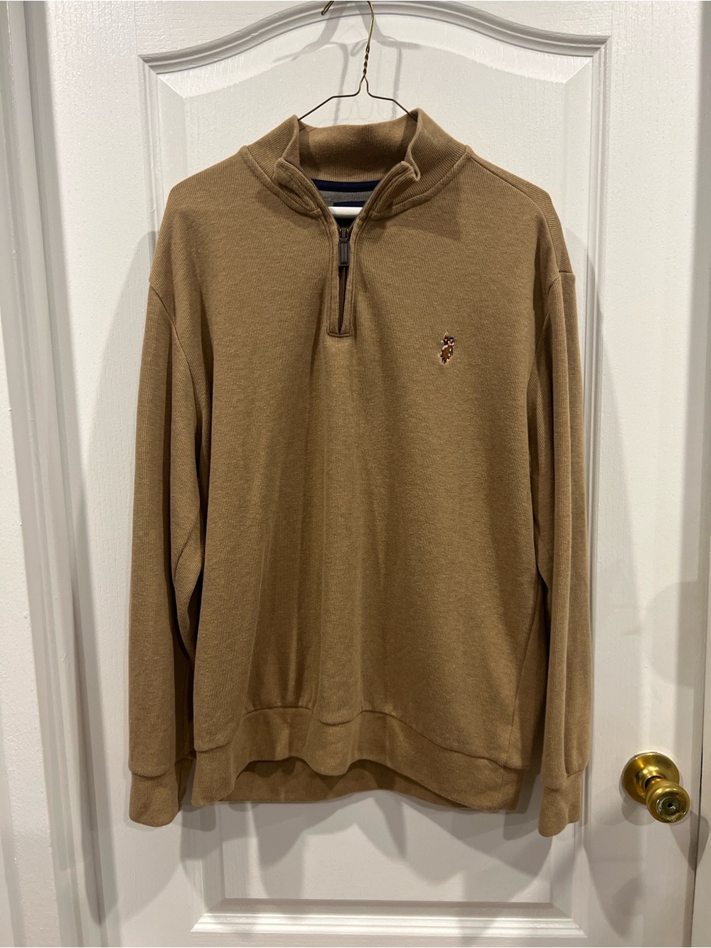 U.S. Polo Assn. Tan Quarter-Zip Pullover Sweatshirt